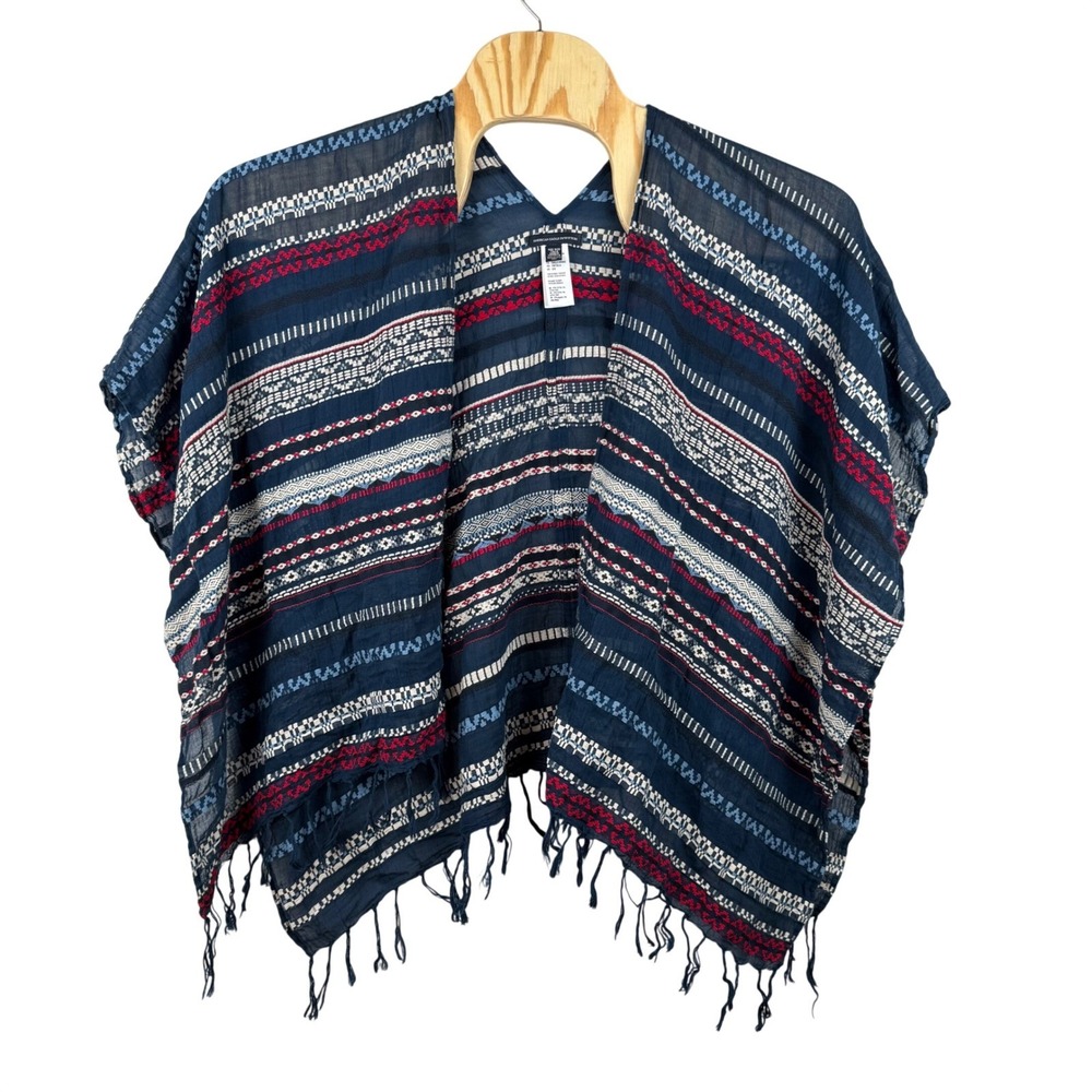 American Eagle Kimono Wrap Womens OS Tribal Fringe Boho Festival Southwestern